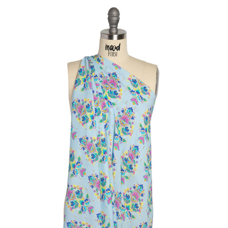 Mood Exclusive Sky Floral Feast Metallic Dotted Crinkled Viscose Crepe