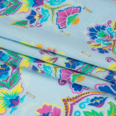 Mood Exclusive Sky Floral Feast Metallic Dotted Crinkled Viscose Crepe