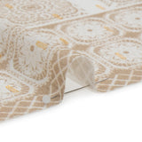 Mood Exclusive Beige Tapestry Tiles Metallic Dotted Crinkled Viscose Crepe Panel
