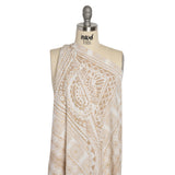 Mood Exclusive Beige Tapestry Tiles Metallic Dotted Crinkled Viscose Crepe Panel