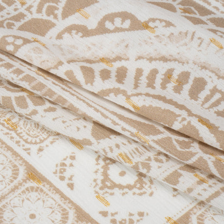 Mood Exclusive Beige Tapestry Tiles Metallic Dotted Crinkled Viscose Crepe Panel