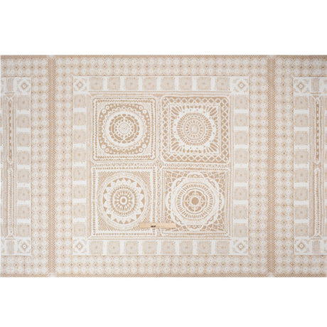 Mood Exclusive Beige Tapestry Tiles Metallic Dotted Crinkled Viscose Crepe Panel