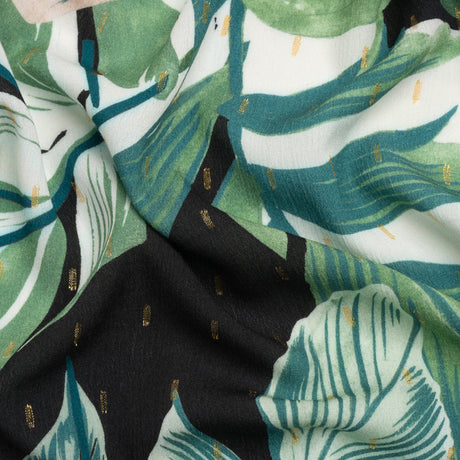Mood Exclusive Black Jive with Jungle Metallic Dotted Crinkled Viscose Crepe