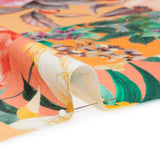 Linen and Rayon Woven Print - Peach and Orange Floral Patchwork - Mood Exclusive Citrus Garden Collage