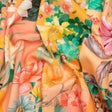 Linen and Rayon Woven Print - Peach and Orange Floral Patchwork - Mood Exclusive Citrus Garden Collage