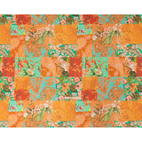 Linen and Rayon Woven Print - Turquoise and Orange Floral and Paisley Patchwork - Mood Exclusive Feel the Power