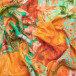 Linen and Rayon Woven Print - Turquoise and Orange Floral and Paisley Patchwork - Mood Exclusive Feel the Power