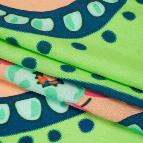 Linen and Rayon Woven Print - Green and Orange Large Pixelated Paisley - Mood Exclusive In the Limelight