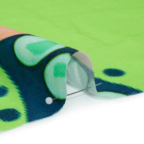 Linen and Rayon Woven Print - Green and Orange Large Pixelated Paisley - Mood Exclusive In the Limelight