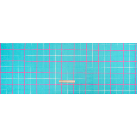 Linen and Rayon Woven Print - Turquoise and Purple Plaid - Mood Exclusive Guest List