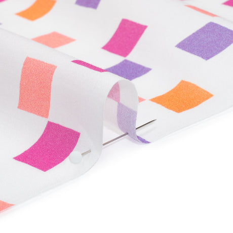 Cotton Voile Print - Pink and Purple Square Confetti - Mood Exclusive Cubic Field