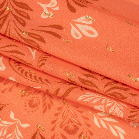 Mood Exclusive Pink Synchronized Snapdragon Metallic Dotted Crinkled Viscose Crepe