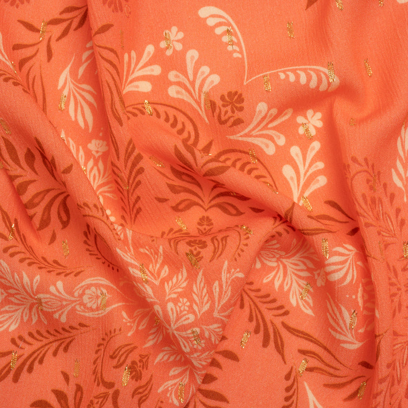 Mood Exclusive Pink Synchronized Snapdragon Metallic Dotted Crinkled Viscose Crepe