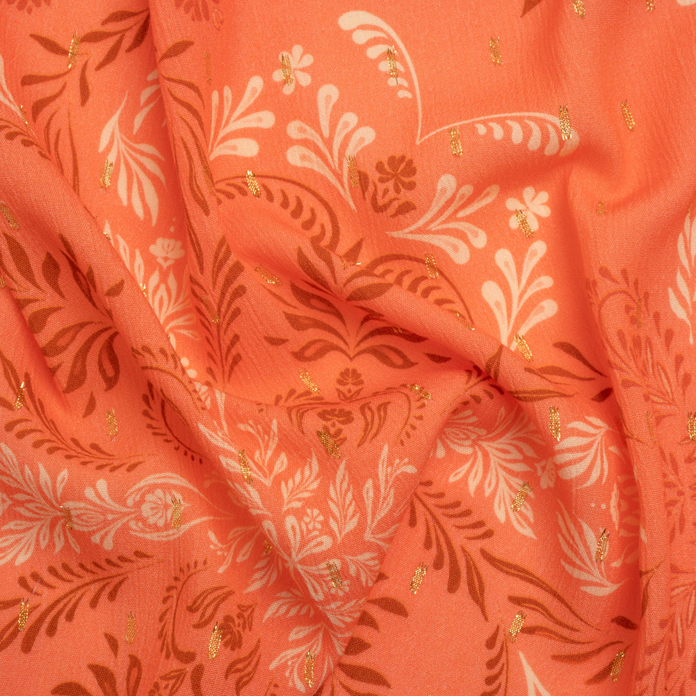 Mood Exclusive Pink Synchronized Snapdragon Metallic Dotted Crinkled Viscose Crepe