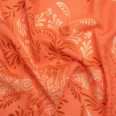 Mood Exclusive Pink Synchronized Snapdragon Metallic Dotted Crinkled Viscose Crepe
