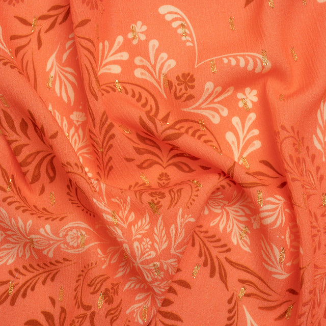 Mood Exclusive Pink Synchronized Snapdragon Metallic Dotted Crinkled Viscose Crepe