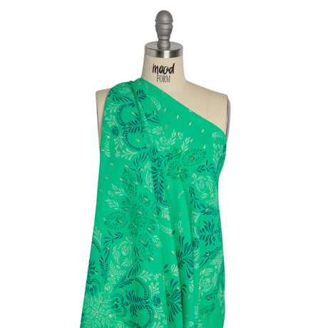 Mood Exclusive Aqua Synchronized Snapdragon Metallic Dotted Crinkled Viscose Crepe