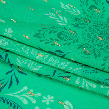 Mood Exclusive Aqua Synchronized Snapdragon Metallic Dotted Crinkled Viscose Crepe