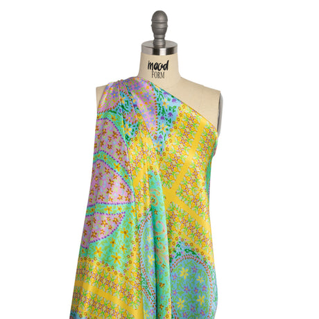 Mood Exclusive Yellow Parasol Park Sustainable Viscose Fluid Satin