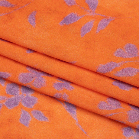 Mood Exclusive Orange and Purple Stamped on my Mind Viscose Georgette