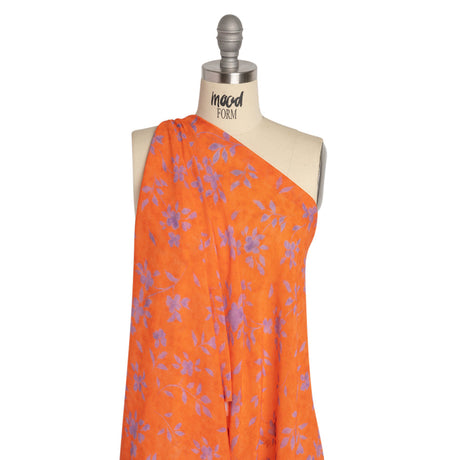 Mood Exclusive Orange and Purple Stamped on my Mind Viscose Georgette