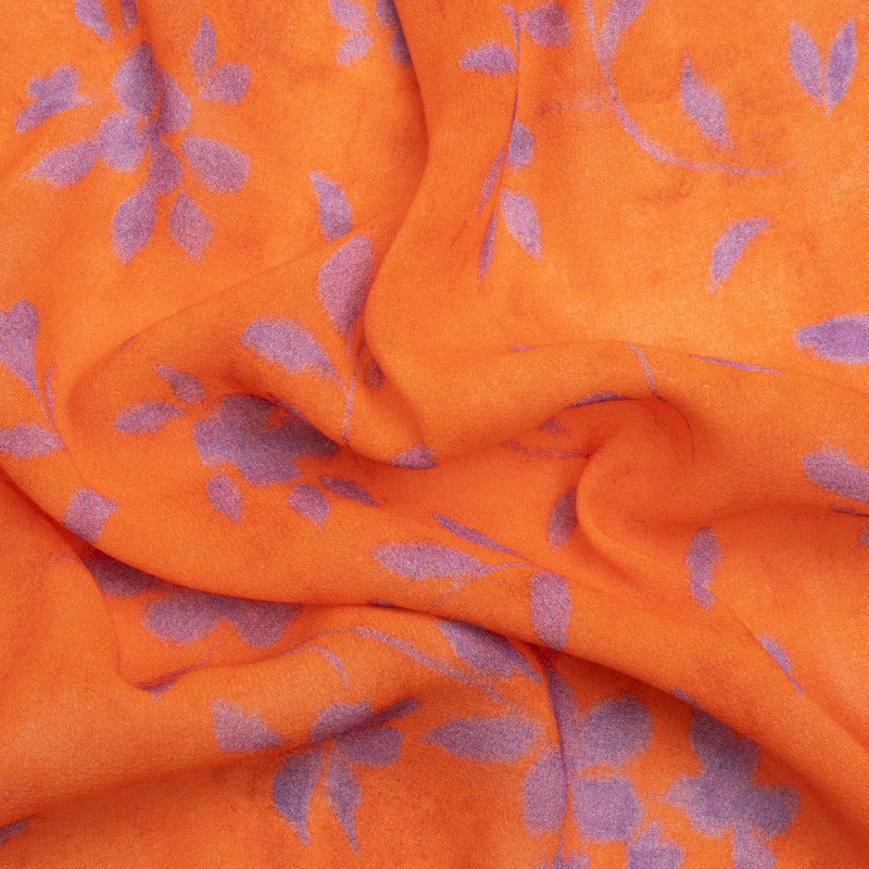 Mood Exclusive Orange and Purple Stamped on my Mind Viscose Georgette