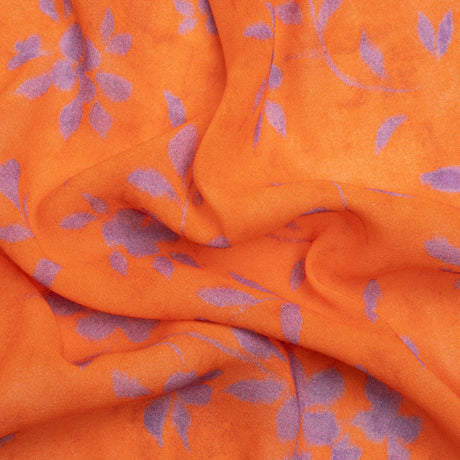 Mood Exclusive Orange and Purple Stamped on my Mind Viscose Georgette