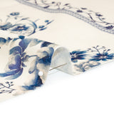 Brushed Stretch Cotton Twill Print - Navy and White Floral Stripes - Mood Exclusive Pathway to Paradise
