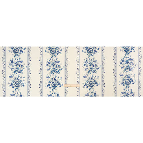 Brushed Stretch Cotton Twill Print - Navy and White Floral Stripes - Mood Exclusive Pathway to Paradise