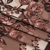 Brushed Stretch Cotton Twill Panel - Wine and Cream Roses - Mood Exclusive Space for Grace
