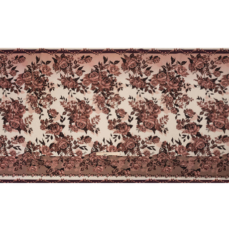 Brushed Stretch Cotton Twill Panel - Wine and Cream Roses - Mood Exclusive Space for Grace