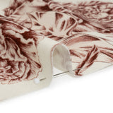 Brushed Stretch Cotton Twill Print - Cranberry Red and White Floral Border Stripes - Mood Exclusive Sanctuary Sketch