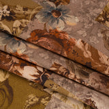 Brushed Stretch Cotton Twill Print - Rust and Olive Floral Patchwork - Mood Exclusive Vintage Vignettes