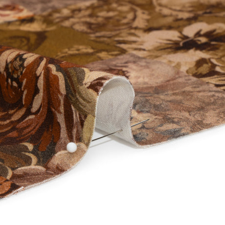 Brushed Stretch Cotton Twill Print - Rust and Olive Floral Patchwork - Mood Exclusive Vintage Vignettes