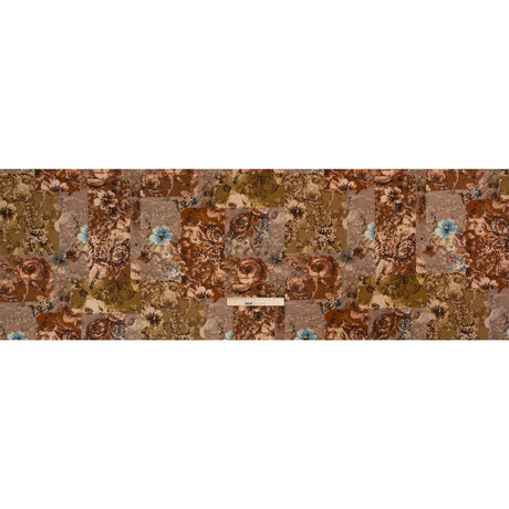 Brushed Stretch Cotton Twill Print - Rust and Olive Floral Patchwork - Mood Exclusive Vintage Vignettes