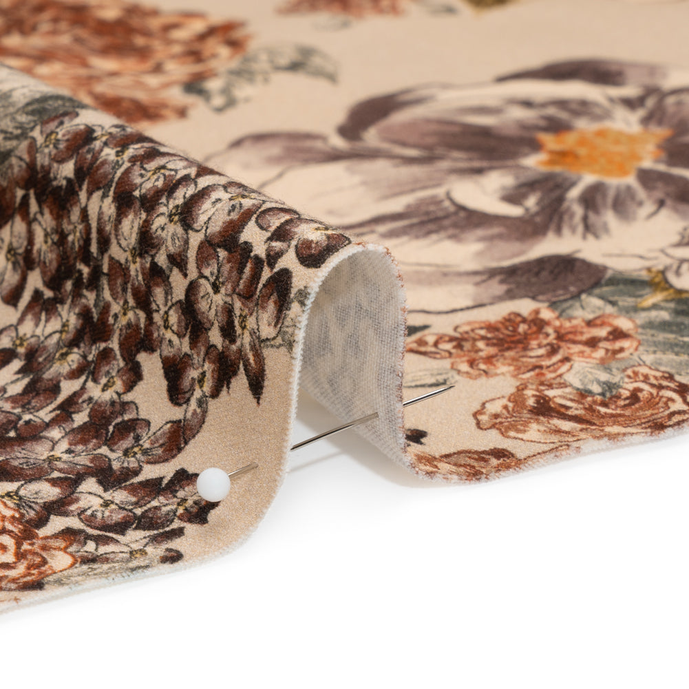 Brushed Stretch Cotton Twill Print - Beige and Brown Floral - Mood Exclusive Lunchtime at Washburn