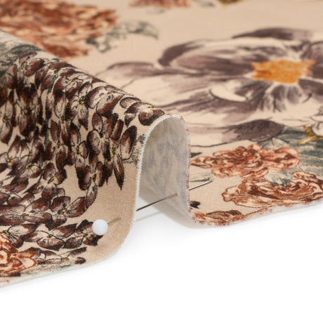 Brushed Stretch Cotton Twill Print - Beige and Brown Floral - Mood Exclusive Lunchtime at Washburn