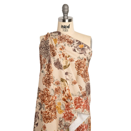Brushed Stretch Cotton Twill Print - Beige and Brown Floral - Mood Exclusive Lunchtime at Washburn