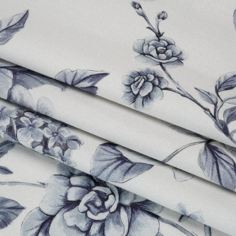 Brushed Stretch Cotton Twill Print - Gray and White Floral - Mood Exclusive Bushel and a Peck