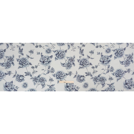 Brushed Stretch Cotton Twill Print - Gray and White Floral - Mood Exclusive Bushel and a Peck