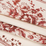 Brushed Stretch Cotton Twill Print - Burgundy and White Floral Stripes - Mood Exclusive Pathway to Paradise