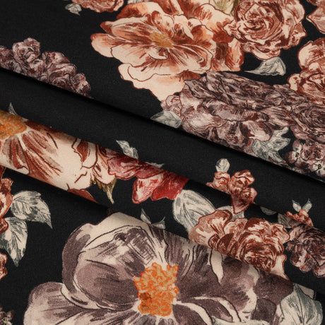 Brushed Stretch Cotton Twill Print - Black and Brown Floral - Mood Exclusive Lunchtime at Washburn