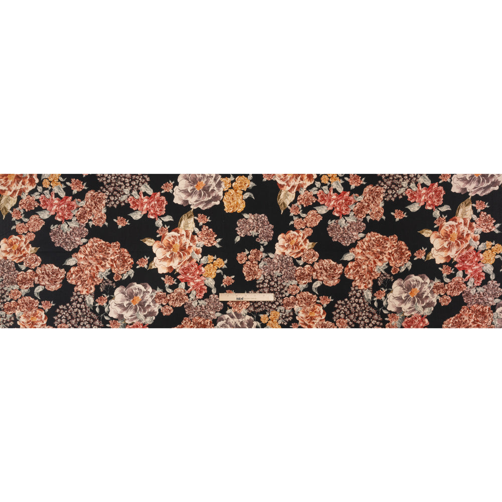 Brushed Stretch Cotton Twill Print - Black and Brown Floral - Mood Exclusive Lunchtime at Washburn