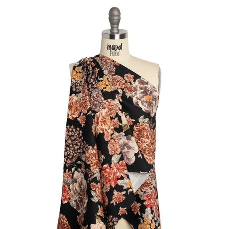Brushed Stretch Cotton Twill Print - Black and Brown Floral - Mood Exclusive Lunchtime at Washburn