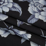 Brushed Stretch Cotton Twill Print - Midnight Navy and Blue Gray Floral - Mood Exclusive Bushel and a Peck