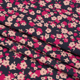 Stretch Cotton Twill Print - Navy and Pink Floral - Mood Exclusive Petals to Pick
