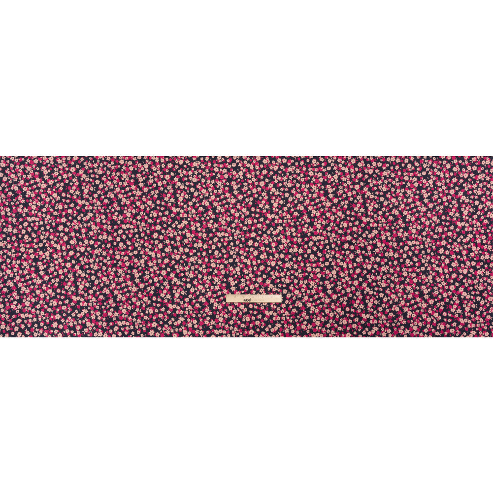 Stretch Cotton Twill Print - Navy and Pink Floral - Mood Exclusive Petals to Pick