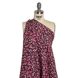 Stretch Cotton Twill Print - Navy and Pink Floral - Mood Exclusive Petals to Pick