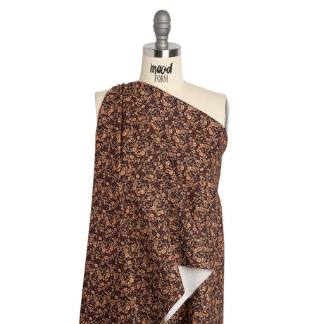 Stretch Cotton Twill Print - Black, Pink and Maroon Floral - Mood Exclusive Always in Bloom