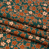 Stretch Cotton Twill Print - Teal, Rust and Peach Floral - Mood Exclusive September Sprouts